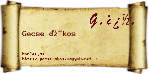 Gecse Ákos névjegykártya